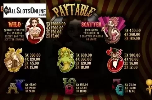 Screen2. House fo Freaks from Booming Games