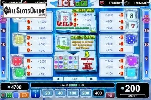 Symbols. Ice Dice from EGT