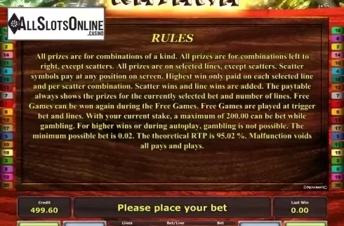 Paytable 3. Katana from Greentube