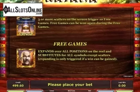 Paytable 2. Katana from Greentube