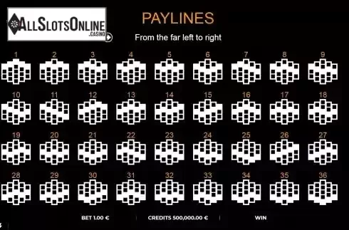 Paylines screen