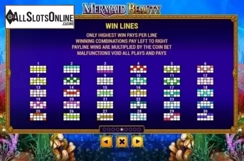 Paytable 5. Mermaid Beauty from Skywind Group