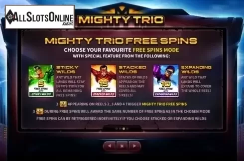 Paytable 3. Mighty Trio from Skywind Group