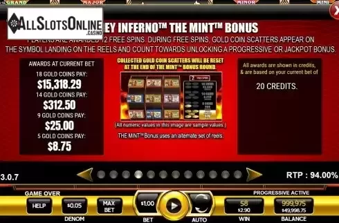 Free Spins screen