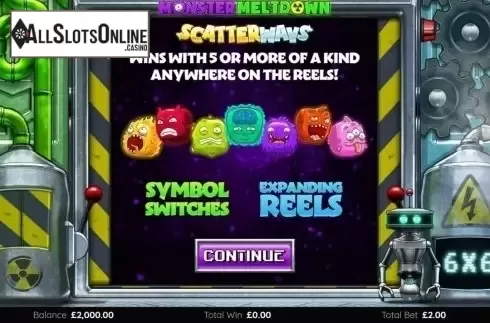 Start Screen. Monster Meltdown from Endemol Games