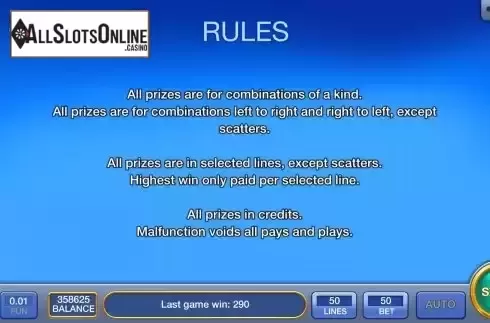 Game Rules screen