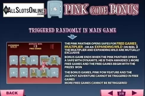 Paytable 3. Pink Panther from Playtech