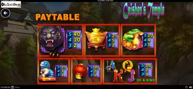 PayTable screen