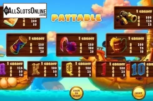 Paytable. Queen Pirate (Vela Gaming) from Vela Gaming
