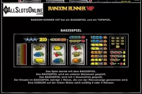 Paytable 2. Random Runner VIP from Greentube