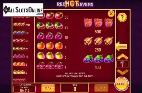 Pay Table screen