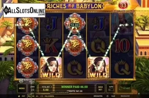 Win Screen 1. Riches of Babylon from Greentube