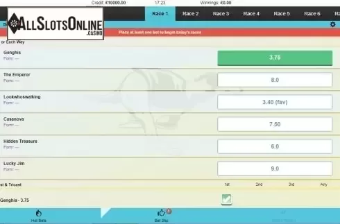 Reel screen. Rush Greyhounds Live from Inspired Gaming