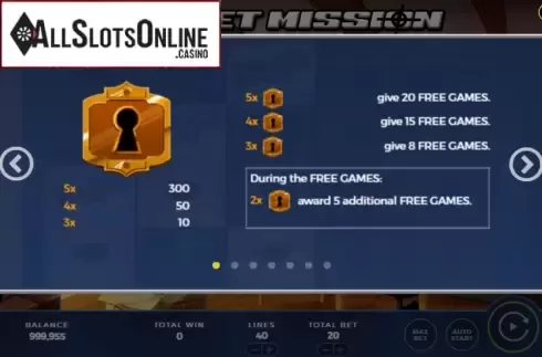 Paytable 1. Secret Mission from WMS
