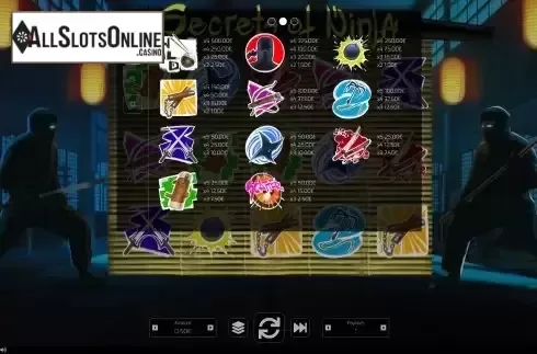 Paytable screen