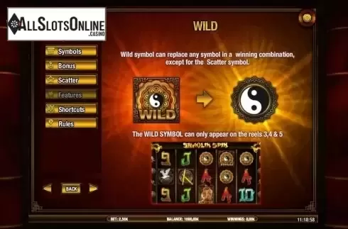 Paytable 4. Shaolin Spin from iSoftBet