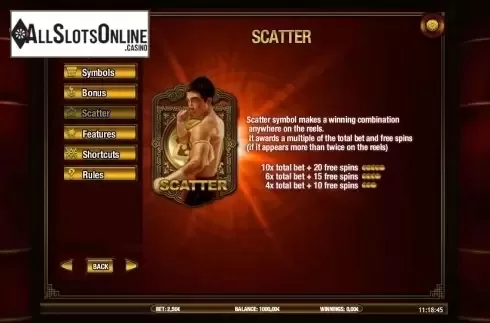 Paytable 3. Shaolin Spin from iSoftBet
