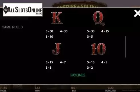 Paytable screen 3