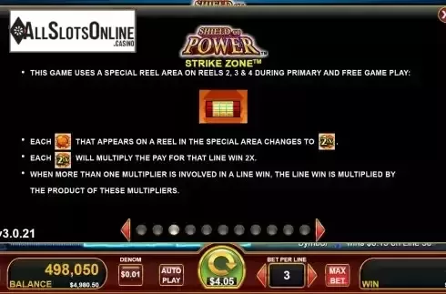Special reel area screen