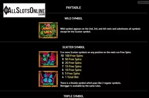 Paytable . Sounds of Jungle from Playreels