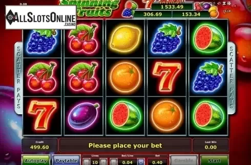 Reels. Spinning Fruits (Green Tube) from Greentube
