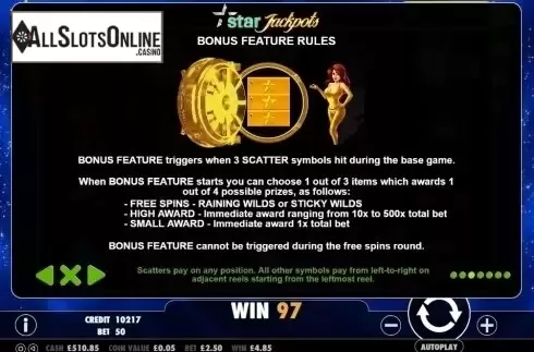 Paytable 3. Star Jackpots from Pragmatic Play