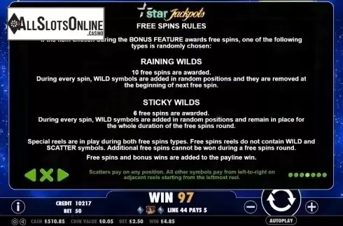 Paytable 4. Star Jackpots from Pragmatic Play