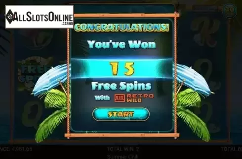 Free Spins screen