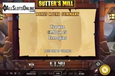 Win Free Spins screen