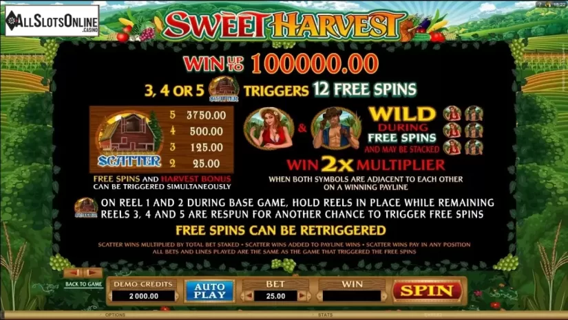 Screen2. Sweet Harvest from Microgaming