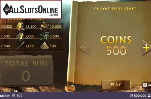 Start Screen. Treasures From The Crypto Scratchcard from FunFair