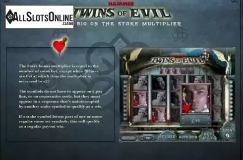 Paytable 3. Twins of Evil from Gamesys