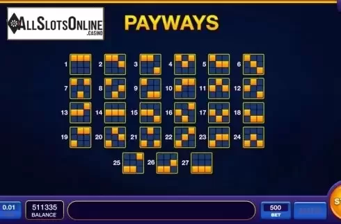 Paylines screen. Upper Hot from InBet Games
