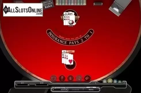 Game Screen. Vegas Strip Single Deck Blackjack from Oryx