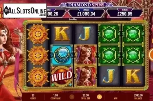 Reel Screen. Volcano Queen Diamond Spins from IGT