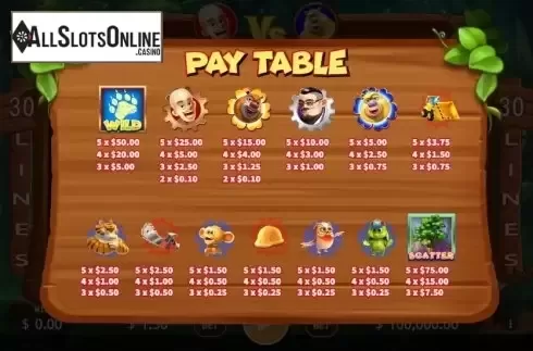 Paytable 2. Wild Vick from KA Gaming