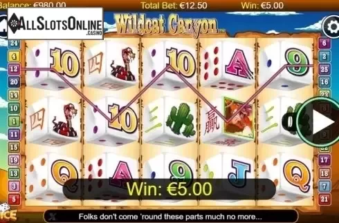 Win Screen. Wildcat Canyon Dice from NextGen