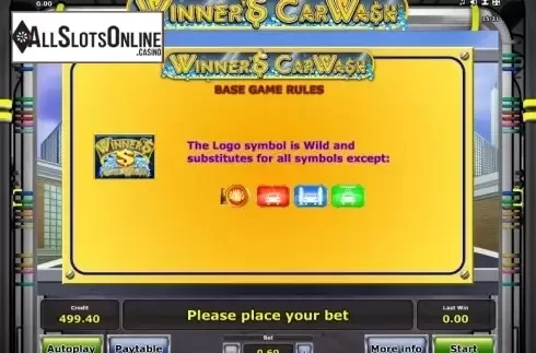 Paytable 4. Winner´s Car Wash from Greentube