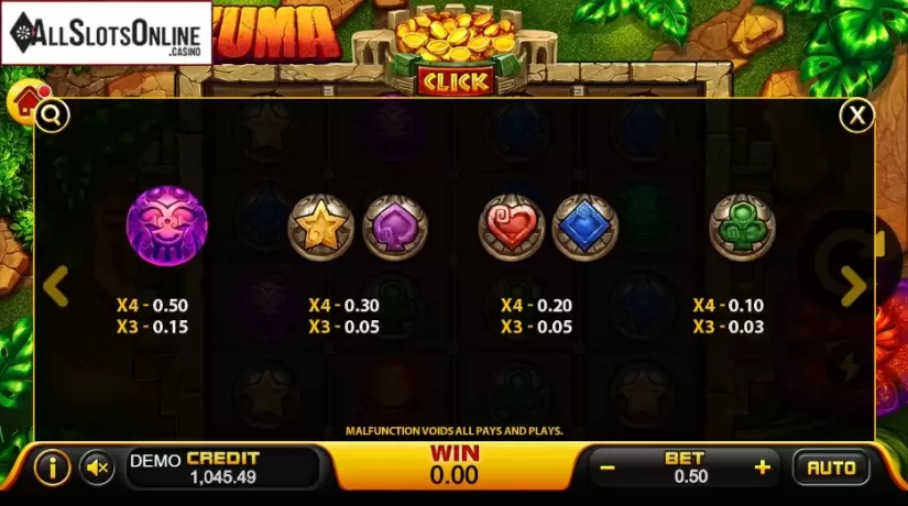 Paytable 3. Zuma (PlayStar) from PlayStar