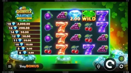 40 Shamrock Diamonds PrizeTower slot screenshot 1