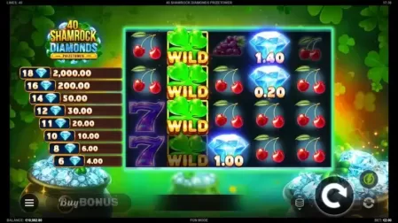 40 Shamrock Diamonds PrizeTower slot screenshot 3