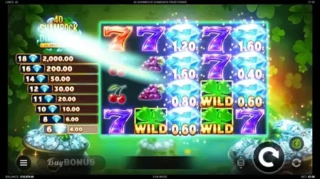 40 Shamrock Diamonds PrizeTower slot screenshot 2