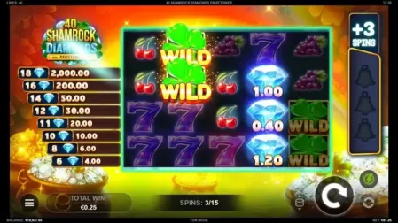 40 Shamrock Diamonds PrizeTower slot screenshot 5