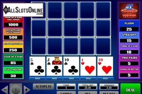 Game Screen. 4x Vegas Joker Poker from iSoftBet