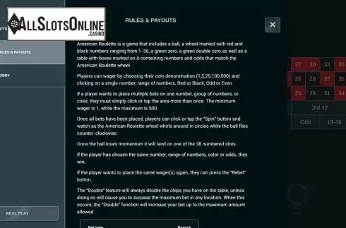Rules. American Roulette (Woohoo) from Woohoo