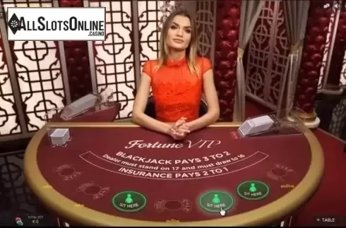 Game Screen. Blackjack Fortune VIP from Evolution Gaming