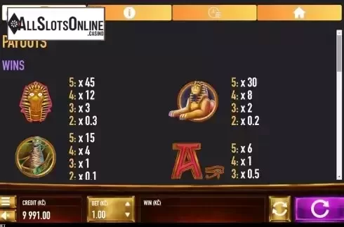 Pay Table screen