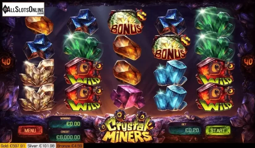 Reel Screen. Crystal Miners from Apollo Games