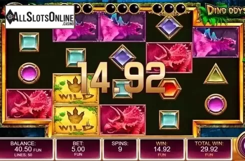 Free spins screen. Dino Odyssey from Kalamba Games