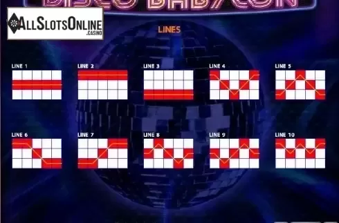 Paytable 2. Disco Babylon from Casino Technology
